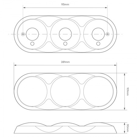Triple Combination Rear Lamp - Clear Lens - Chrome Bracket - 12/24V